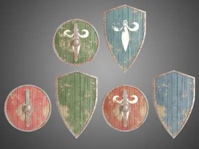 Medieval shields Free low-poly 3D model
