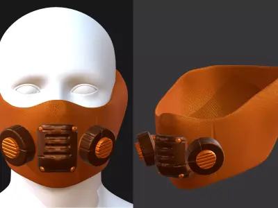 Gas mask helmet 3d model scifi Low-poly Low-poly 3D model