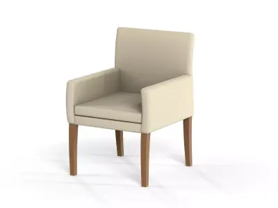 Modern Cream Upholstered Armchair Wood Legs - MorisonDesign  Free low-poly 3D model