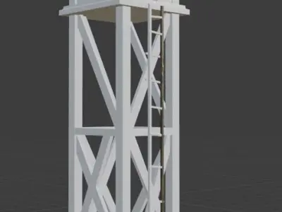 watchtower model wooden tower with ladders 3D model