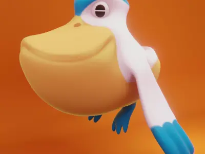 Bepikan cartoon duck flying in air 3D model