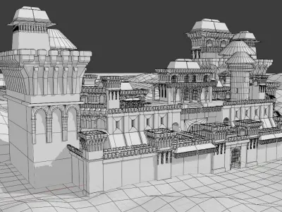 well detailed medieval castle Low-poly 3D model