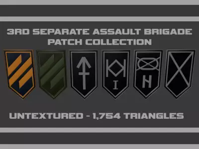 Ukrainian 3rd Separate Assault Brigade - Patches Bundle - PVC Low-poly 3D model