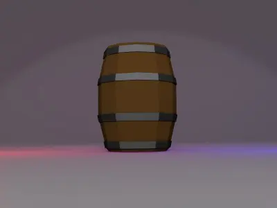 Low-poly Wooden Barrel Free low-poly 3D model