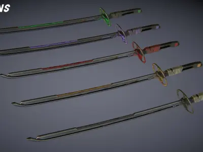 Ski-FI two-handed BLADE or KATANA Low-poly 3D model