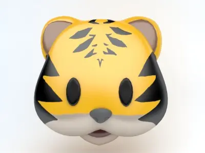 Tiger emoji icon Low-poly 3D model