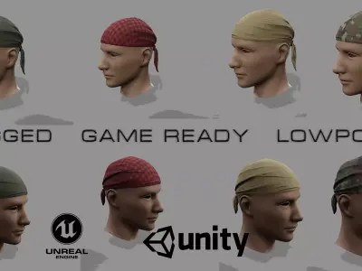 Bandana head with Low-poly 3D model