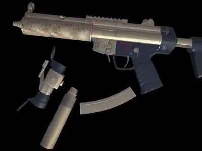 MP5 A5- Game Ready  Low-poly 3D model