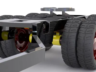 Simple Truck chassis Frame with Springs and wheels Heavy Duty Low-poly 3D model