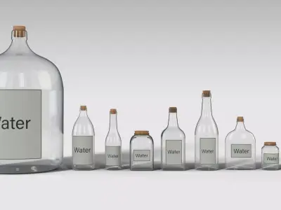 Glass Bottles Low-poly 3D model