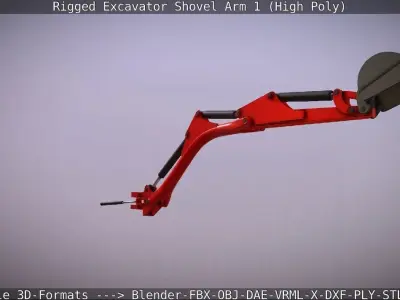 Rigged Excavator Shovel Arm -1- High-Poly 3D model