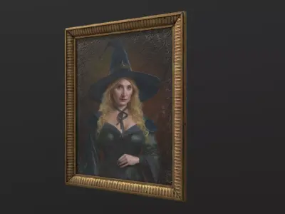Old Portrait Painting of Witch Low-poly 3D model