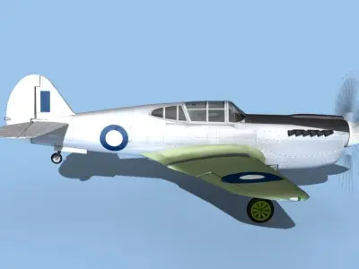Curtiss P-40F Tomahawk V10 RAAF 3D model
