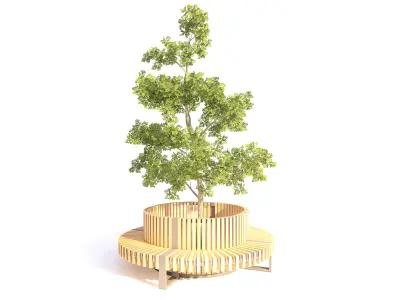Modern Circular Tree Planter Bench 3D Model Low-poly 3D model