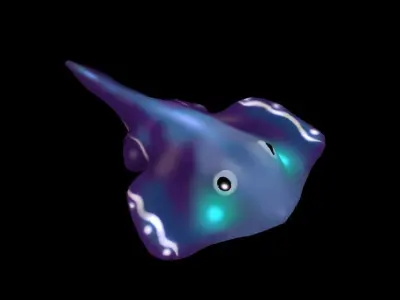 stingray fish with glowing eyes Low-poly 3D model