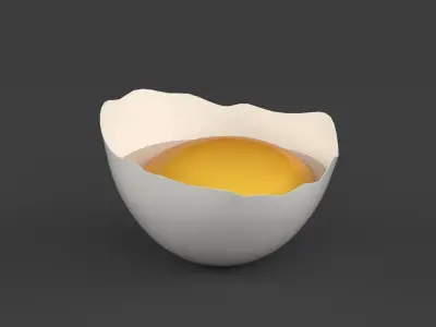 Broken White Egg 3D model