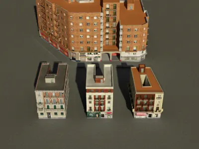 Building Collection 53-56 Low-poly 3D model