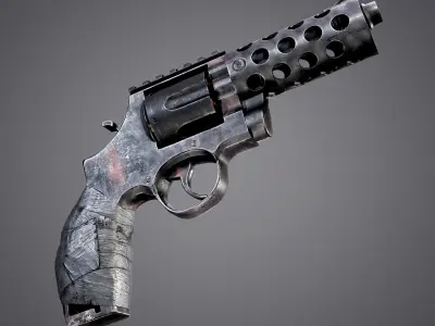 Makeshift Revolver Post Apocalyptic Pistol FPS Game Ready Asset Low-poly 3D model