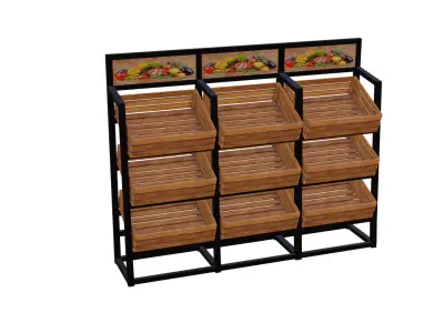 Fruit shelf - fruit boxes Low-poly 3D model