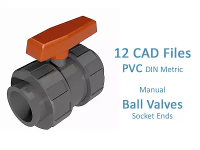 PVC Manual Ball Valves - Metric Socket Ends Free 3D model