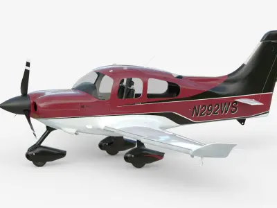 Aircraft Propeller Turbo Red Black 3D model