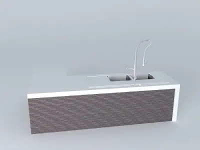 Bench with rack and double bowl Free 3D model