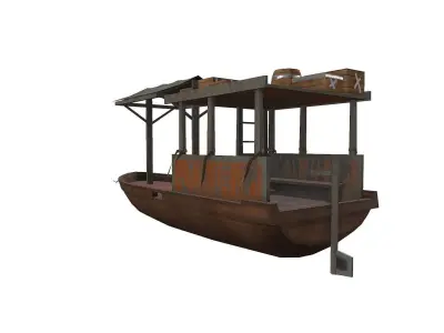 Old Wooden Boat Low-poly Low-poly 3D model
