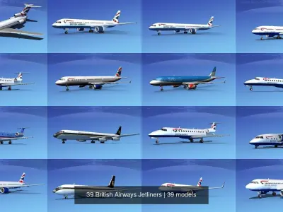 39 British Airways Jetliners 3D Model Collection