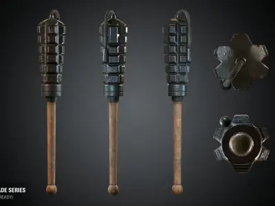 Baldari Grenade - WWI Grenade Series Game Ready Low-poly 3D model