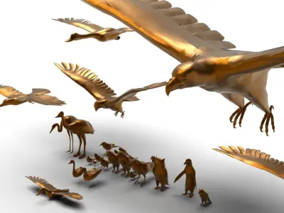 Bird Collection low poly game ready Low-poly 3D model