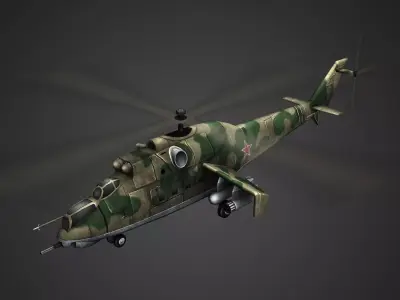 Mi-24 Hind Helicopter Low-poly 3D model