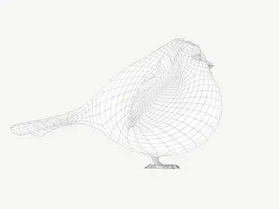 Fat Cartoon Bird Low-poly 3D model