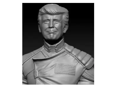 Donald Trump Patriotic Military Bust Model with American Flag 3D print model