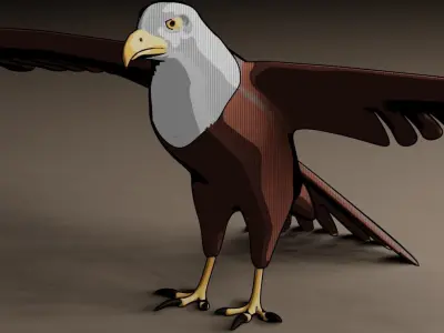 Eagle Retopologised 3D Model with NPR materials 3D model