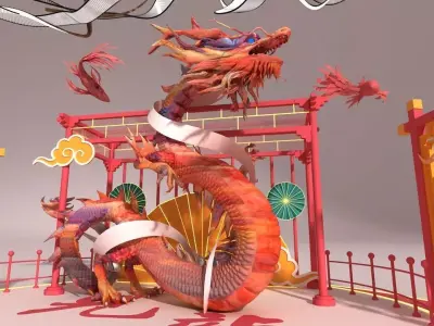 Dragon shaped Holiday Decorations 3D model