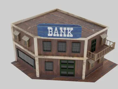Wild West - Bank Low-poly 3D model