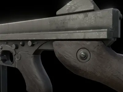 M1A1 Thompson Submachinegun Low-poly 3D model purchase