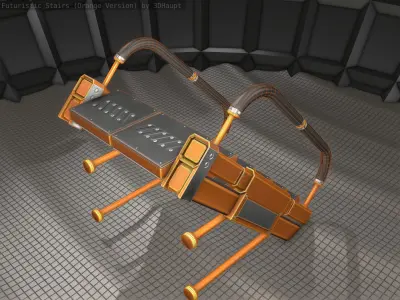 Sci-Fi Stairs - 5 - Orange Version  Low-poly 3D model