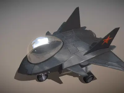 Cartoon Airplane J-20 Low-poly 3D model