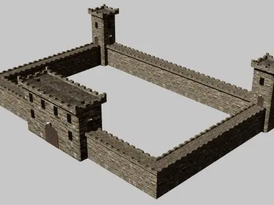 Modular castle Low polly 3D Model Game ready Free low-poly 3D model