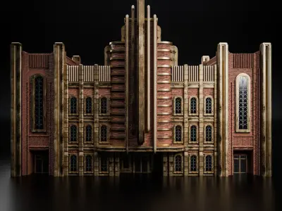ART DECO STEAMPUNK BUILDING PACK 6 BUILDING 3D Model Collection