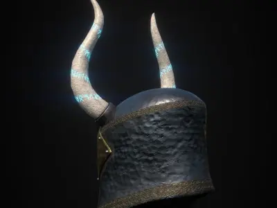 Horned fantasy helmet Low-poly 3D model