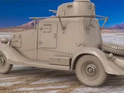 FAI M Armoured Car Clay VRay 3D model