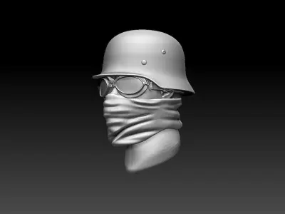 helmet with glasses and bandana 3D print model