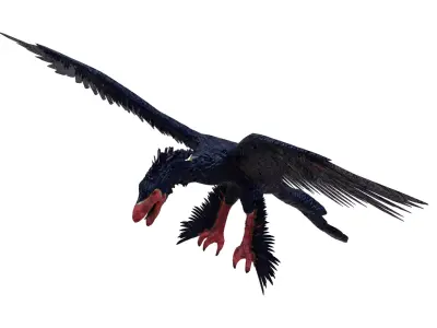 Microraptor bird in flight Low-poly 3D model