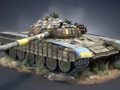 T-72B Tank Game Ready Low-poly 3D model