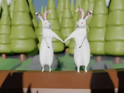 Mythical Rabbit Jackalope Low-poly 3D model