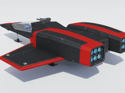 Sci-Fi Space Fighter Jet with Interior Cockpit Low-poly 3D model