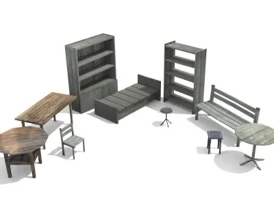 Old furniture set Free low-poly 3D model