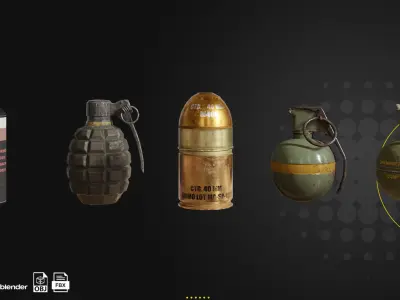 22 Grenade Game Ready Low-poly 3D model